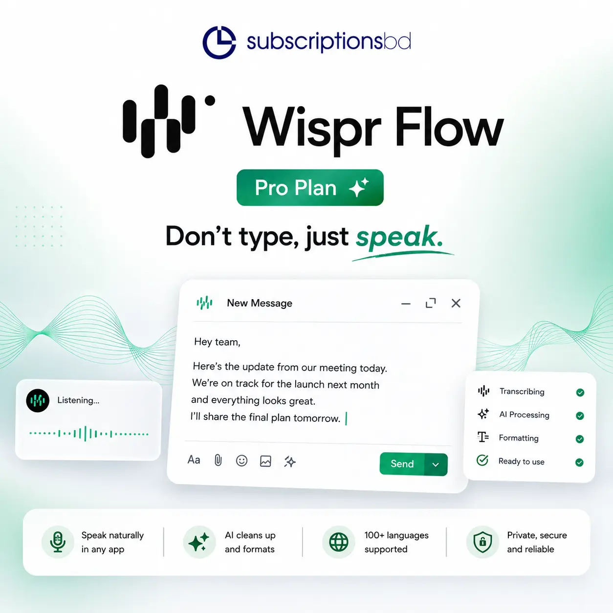 Wispr Flow Pro Plan- 12 Months